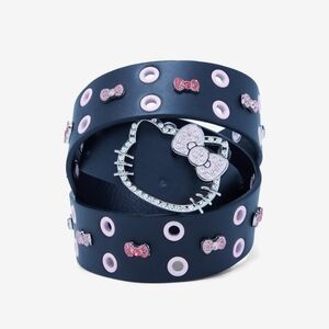 Hello Kitty Y2k Crystal Bling Logo Silver Black Pink Belt